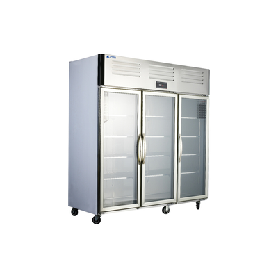 Refrigerador comercial de aço inoxidável de 3 portas para armazenamento de cozinha totalmente refrigerado