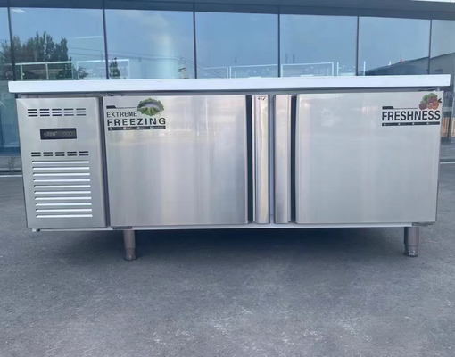201/304 Mesa de trabalho de refrigeração de aço inoxidável para cozinhas comerciais