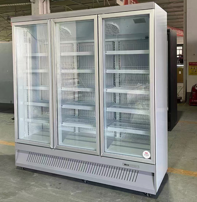 Frigorífico de bebidas do supermercado OEM com resfriamento multiclimático e porta de vidro branca