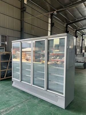 Frigorífico de bebidas do supermercado OEM com resfriamento multiclimático e porta de vidro branca