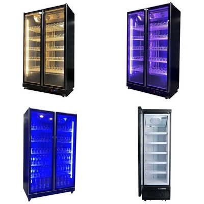 Sistema de refrigeração do ventilador Refrigerador comercial de exibição com iluminação LED e porta de vidro anti-neve