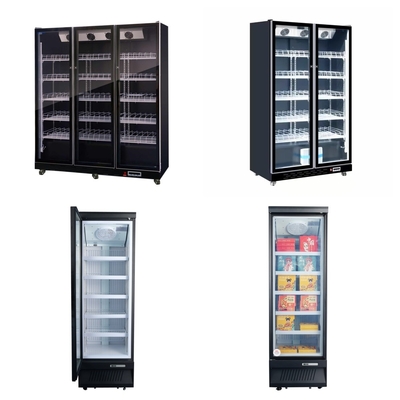 Sistema de refrigeração do ventilador Refrigerador comercial de exibição com iluminação LED e porta de vidro anti-neve