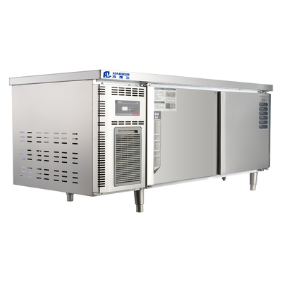 Desenho personalizado 450L porta de vidro de aço inoxidável bancada de trabalho frigorífico para multi-clima