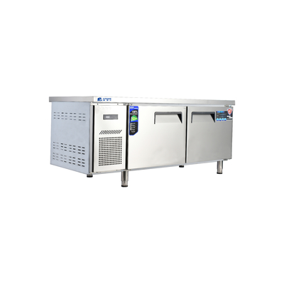 Desenho personalizado 450L porta de vidro de aço inoxidável bancada de trabalho frigorífico para multi-clima
