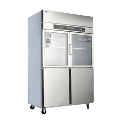 Frigorífico de aço inoxidável de quatro portas com controle de temperatura