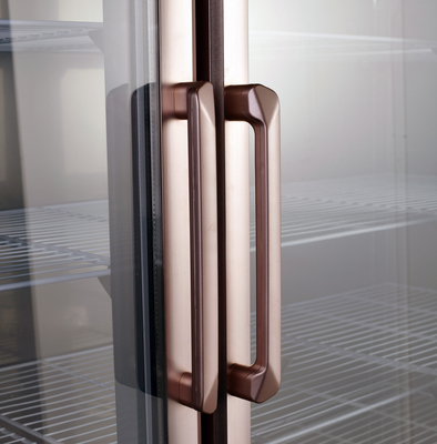 Frigorífico vertical de cozinha de aço inoxidável 304/201 com vitrine de vidro comercial